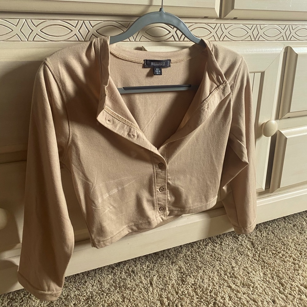 cropped button up
